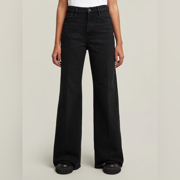 G-Star Denim - G- Star | Black Wide Leg High Rise Jeans Size 28 New